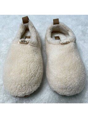 UGG Women's Plushy Slipper 1143952 Natural Chestnut Size 8 Faux Shearling